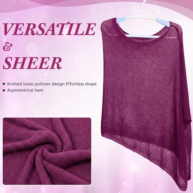 Jamntower 1 Pcs Women Sheer Poncho Shrug Summer Sheer Blouse Top Lightweight Poncho Sheer Bolero for Formal Evening Dress - Image 3